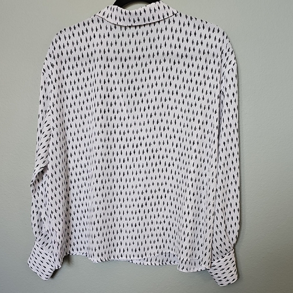 Worthington Relaxed Slouchy Black and White Button Down Long Sleeve Shirt PXL - Picture 8 of 8